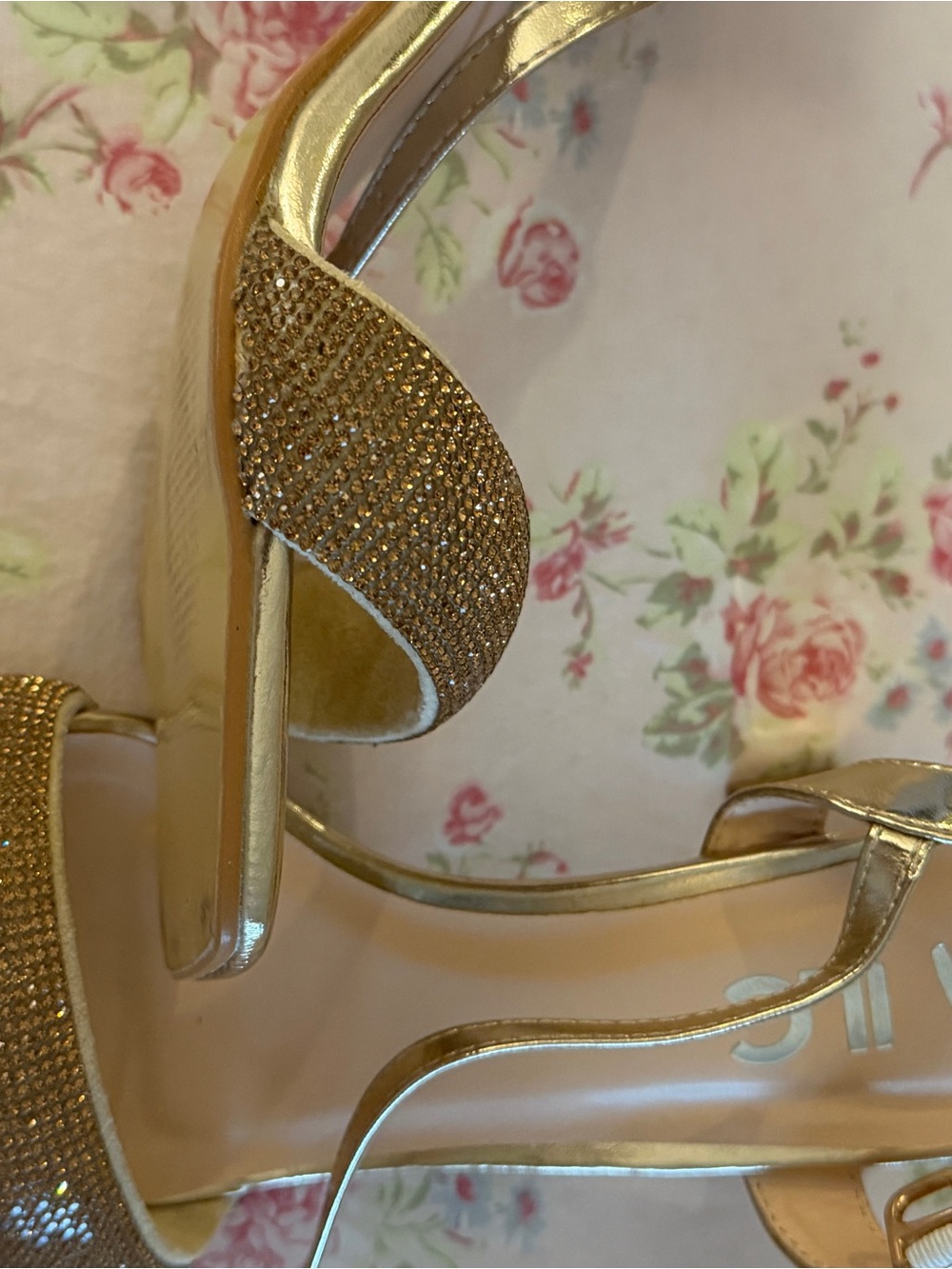 Gold Rhinestone Women's Dress Sandals